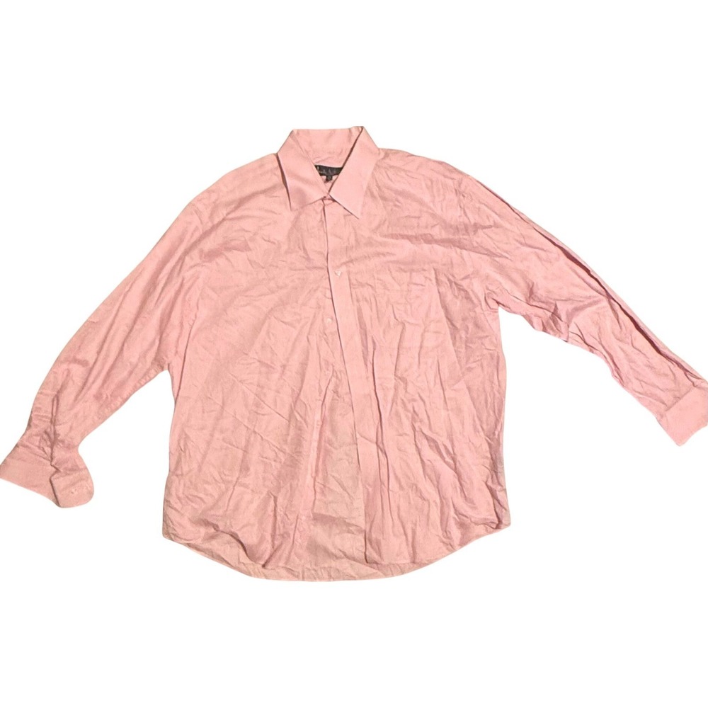 Nicole Miller New York Pink Chevron Weave Button Down Shirt XL 17 34/35